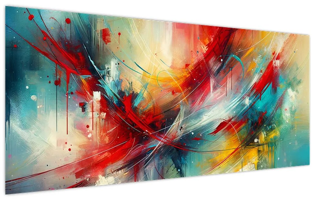 Tablou – Abstracție cu roșu (120x50 cm)