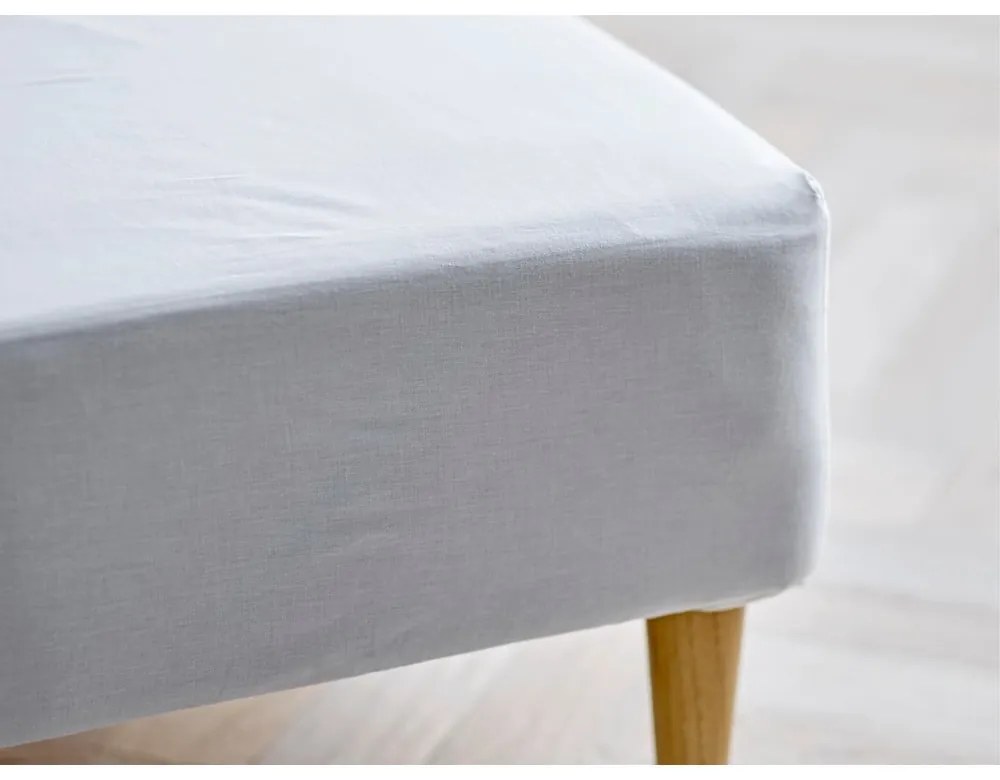 Cearceaf alb din bumbac organic cu elastic 180x200 cm Calm – Södahl