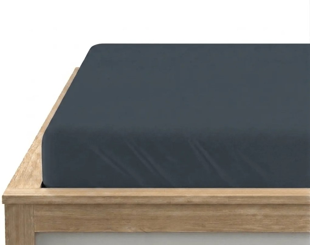 Cearsaf din bumbac cu elastic STANDARD 90 x 200 cm albastru-cenusiu