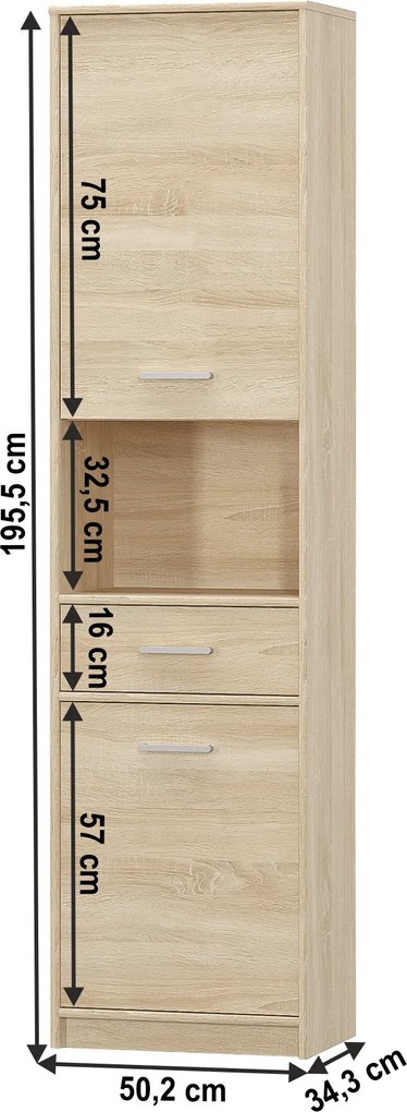 Dulap 2D1S, stejar sonoma, TEYO