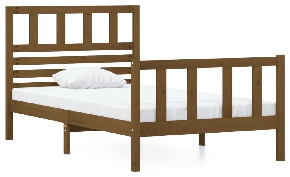 3101121 vidaXL Cadru de pat Single 3FT, maro miere, 90x190 cm, lemn masiv