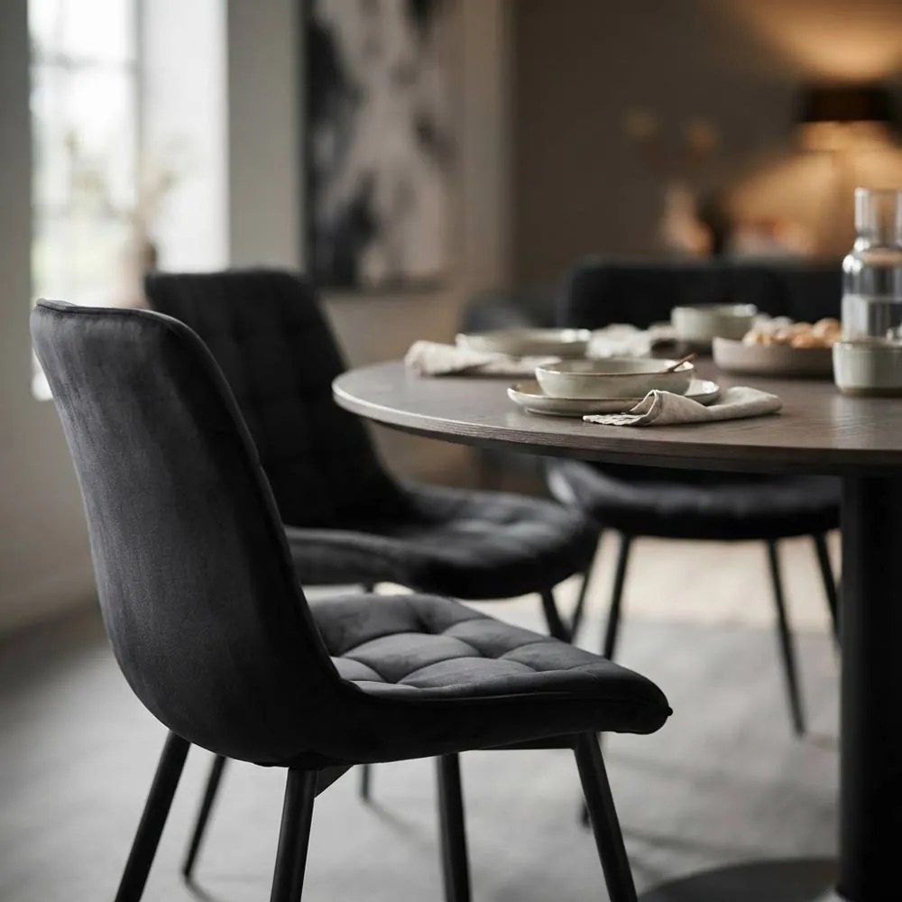 Scaun living cu tapițerie din catifea și structură metalică BUC 206 negru