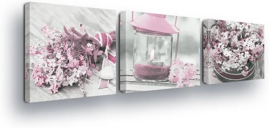 GLIX Tablou - Vintage Light Pink Decorations 3 x 25x25 cm