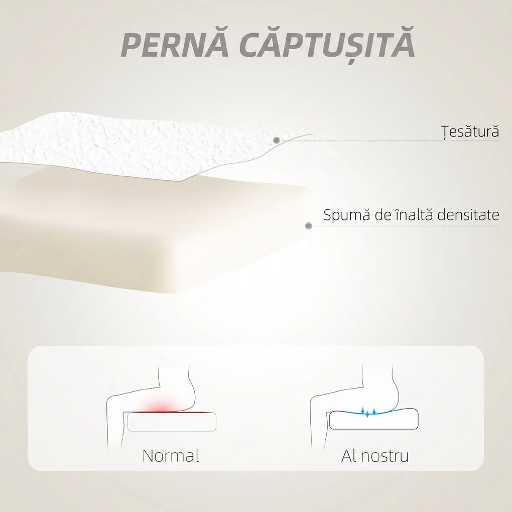 HOMCOM Scaun de Birou Tapițat cu Spătar în Formă de Inimă și Rotile, 45x56x78-88 cm, Alb | Aosom Romania