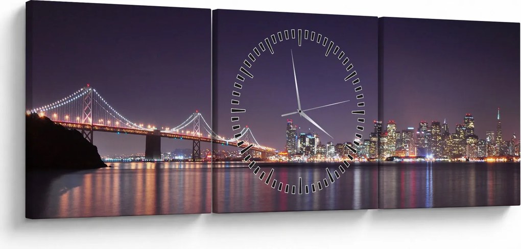 Tablou cu privirea spre San Francisco, California (cu ceas) (90x30 cm)