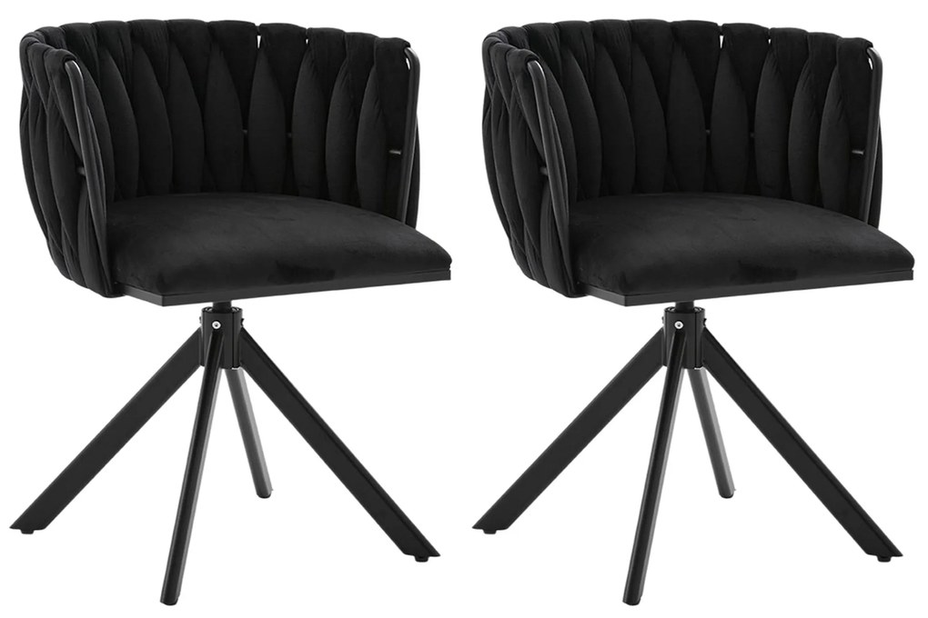 Set de 2 scaune pivotante din catifea, Negru | Aosom Romania