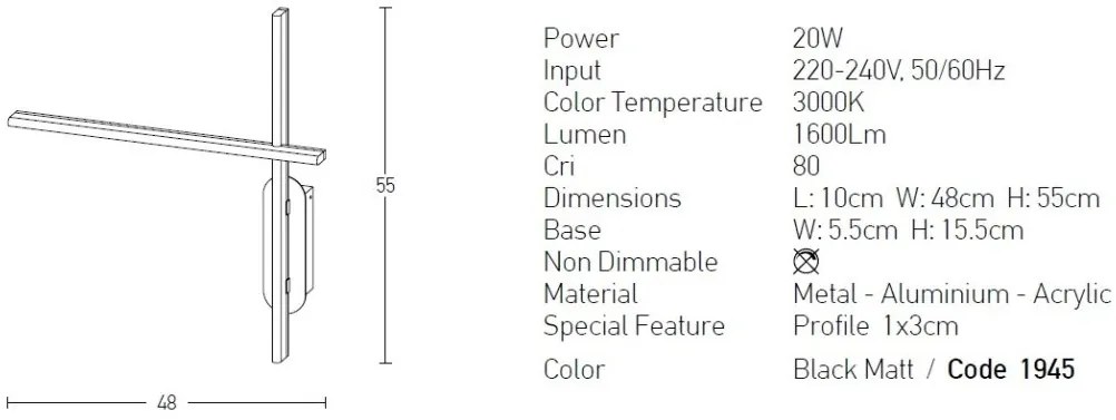 Aplica de perete LED design liniar ambiental Wall Lamp