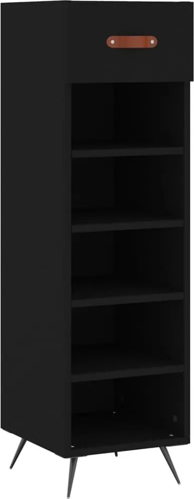 vidaXL Pantofar, negru, 30x35x105 cm, lemn compozit