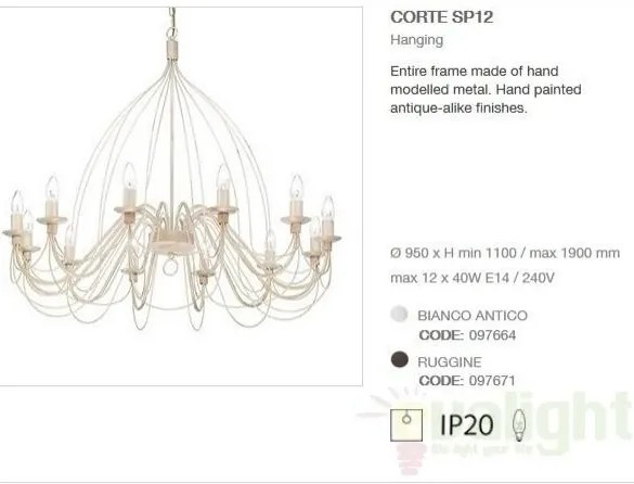 Candelabru clasic modelat si pictat manual finisaj alb antichizat CORTE SP12 097664