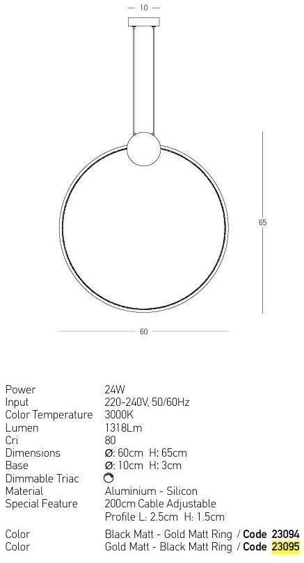 Lustra suspendata LED design inelar Ring auriu