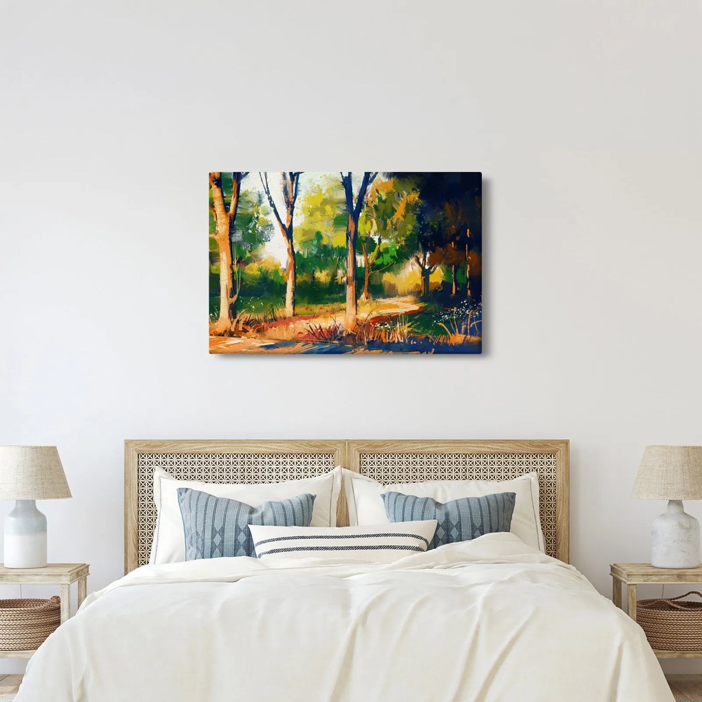 Tablou - Pădure de vară însorită, pictură (90x60 cm)