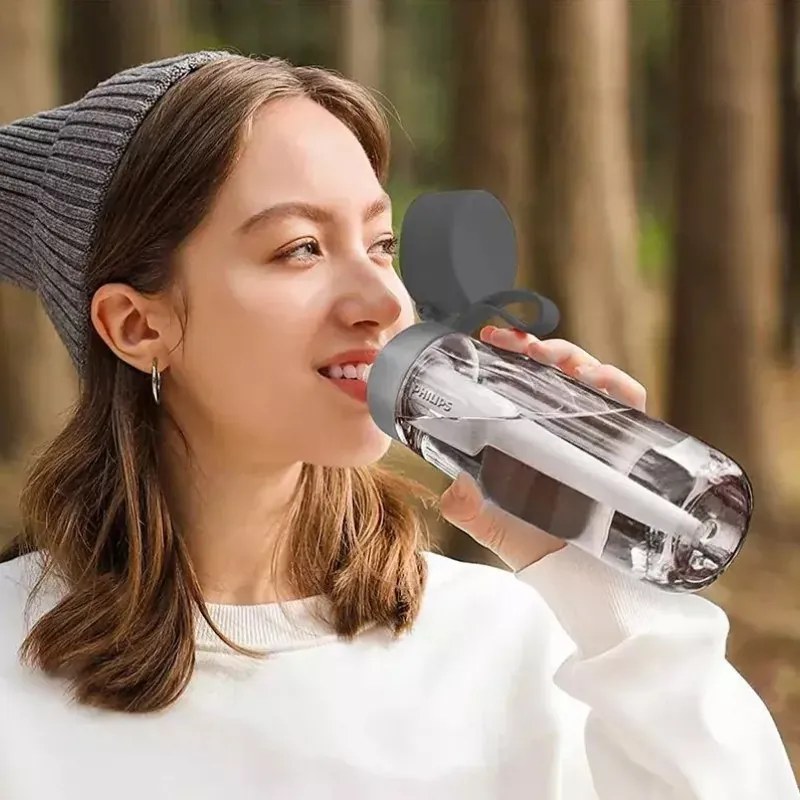 Sticla cu filtru pentru apa Philips GoZero Daily AWP2731GRR/58, 660 ml, 5-38°C, Tritan fara BPA, AWP285, Gri