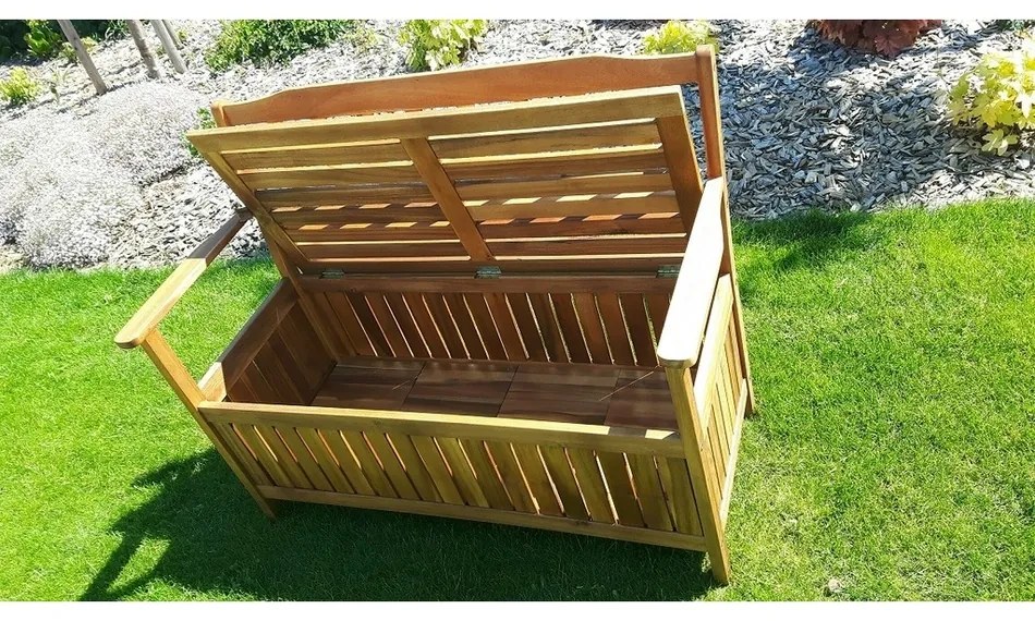 Bancă din lemn cu depozitare Edita, 120 x 57 x 90cm