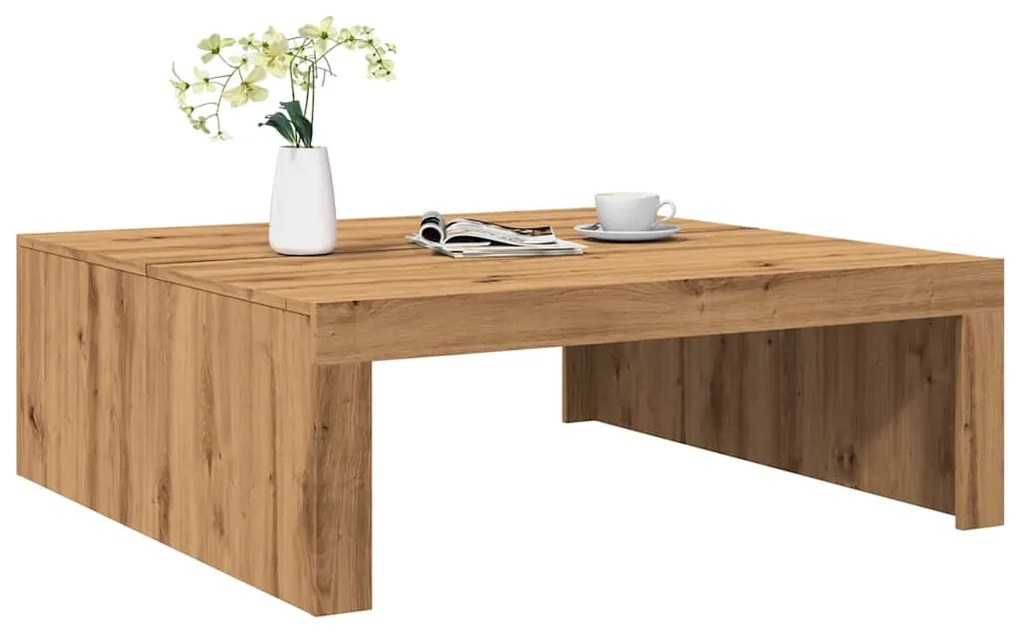 vidaXL Măsuță cafea, stejar artizanal, 100x100x35 cm, lemn prelucrat