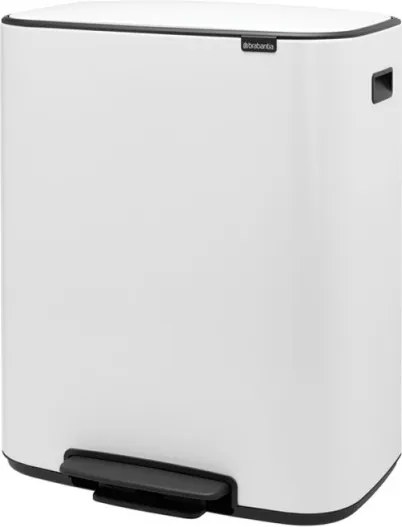 Cos de gunoi Brabantia Bo Pedal 1003188, 2x30 L, Inchidere lina, Baza antiderapanta, Alb