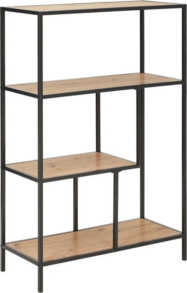 Etajera ROCKY, stejar/negru, 77x34x114 cm