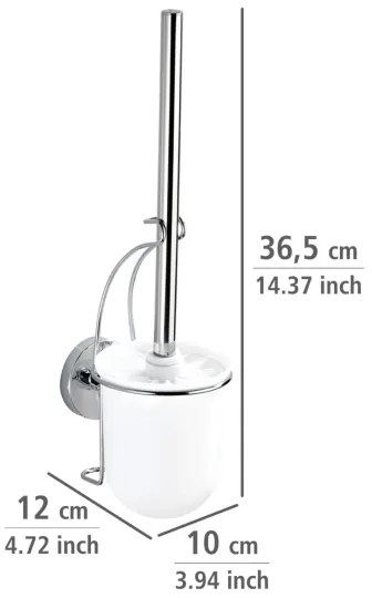 WENKO 20898100 - Perie WC VACUUM-LOC MILAZZO 10x34 cm inox/crom lucios/alb