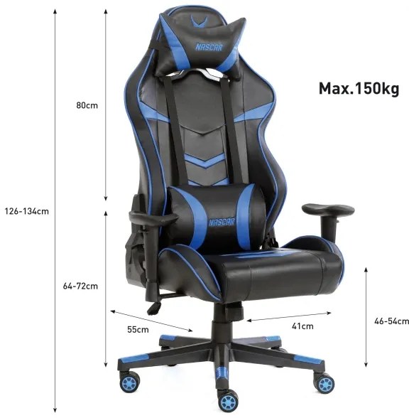 Scaun pentru jocuri video VARR Nascar negru/albastru