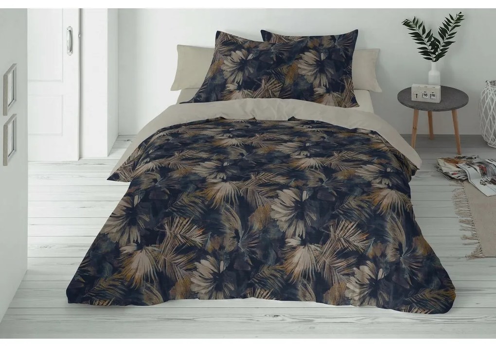 Lenjerie de pat din bumbac și in Frunze, 220 x 200 cm, 2x 70 x 80 cm