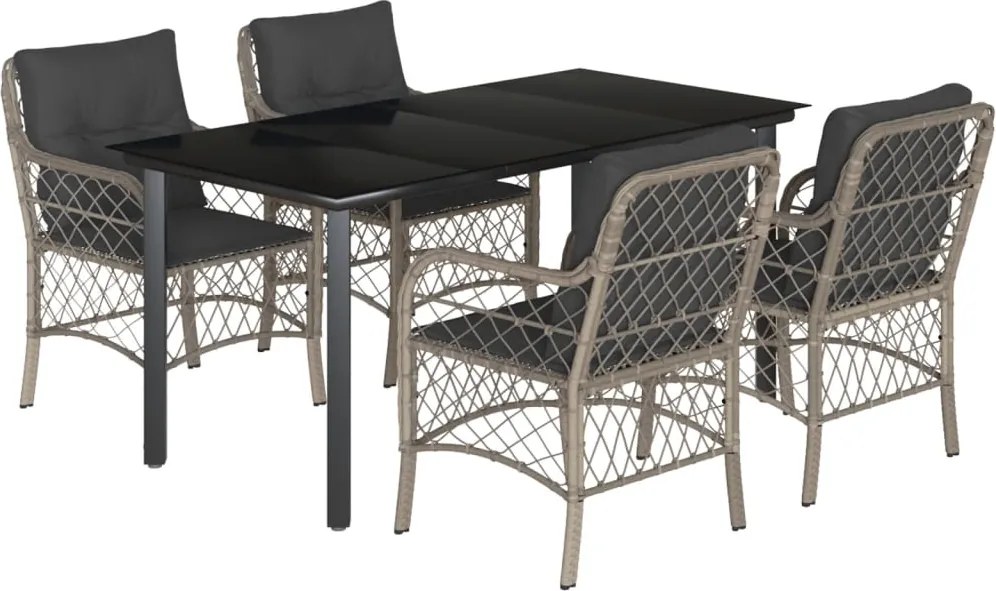 vidaXL Set mobilier de grădină cu perne, 5 piese gri deschis poliratan