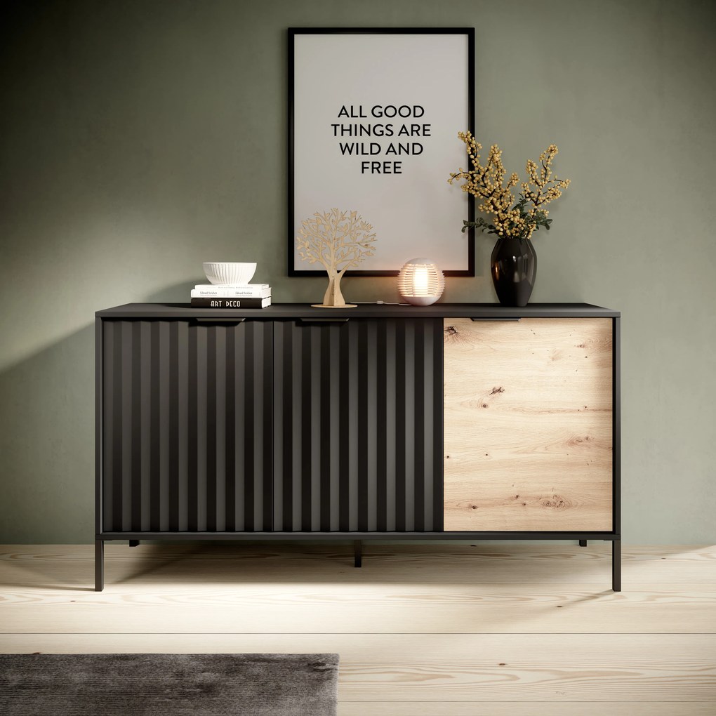 Dulap Rastafa 3D (Stejar artisan + Negru). 1071380