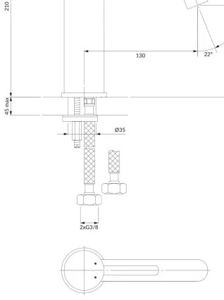 Baterie de lavoar OMNIRES Y1213MAXCR Y 21 cm crom lucios