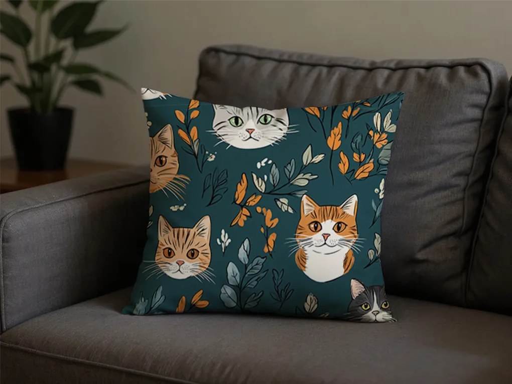 Fata de perna din policoton CATTAMI POLY 45x45 cm, verde inchis