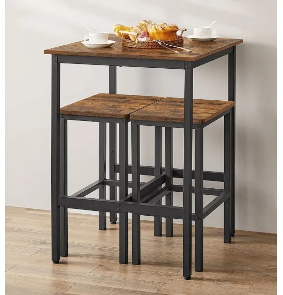 Set masă de bar cu 2 scaune BARTIS, maro/negru