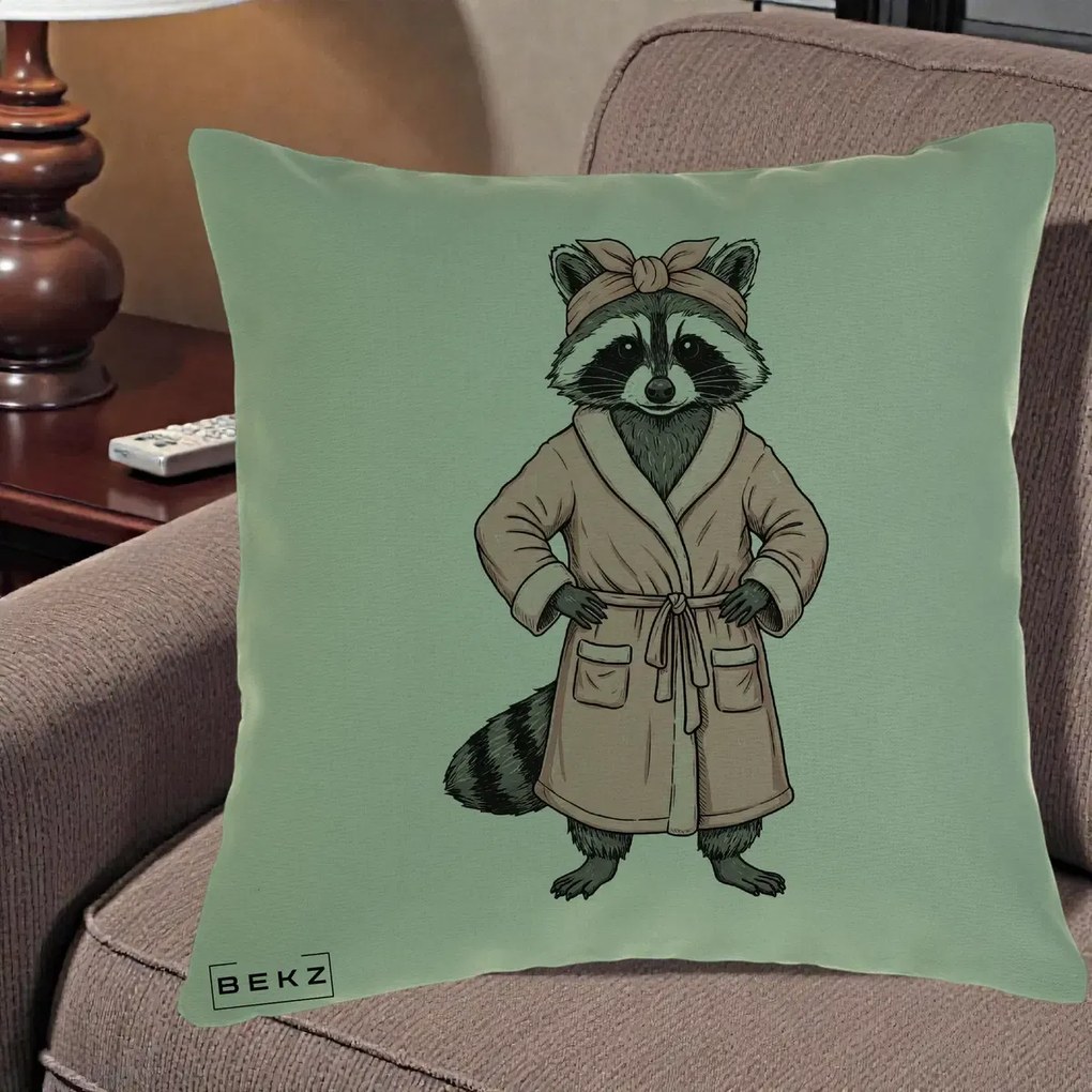 Perna Decorativa Albinuta Kawaii Vesela, 40x40 cm, Verde, Husa Detasabila, Perna Inclusa, BEKZ®