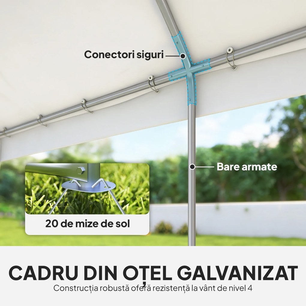 Outsunny Cort pentru Petreceri 4x6 m cu Ferestre și 4 Pereți Laterali Demontabili, din Oțel și PE, Alb | Aosom Romania