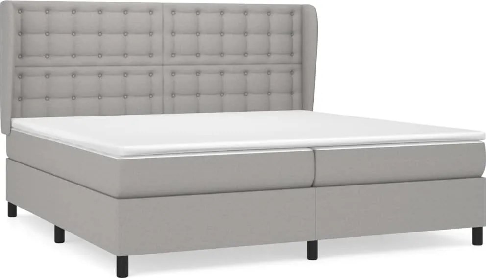 vidaXL Pat box spring cu saltea, gri deschis, 200x200 cm, textil