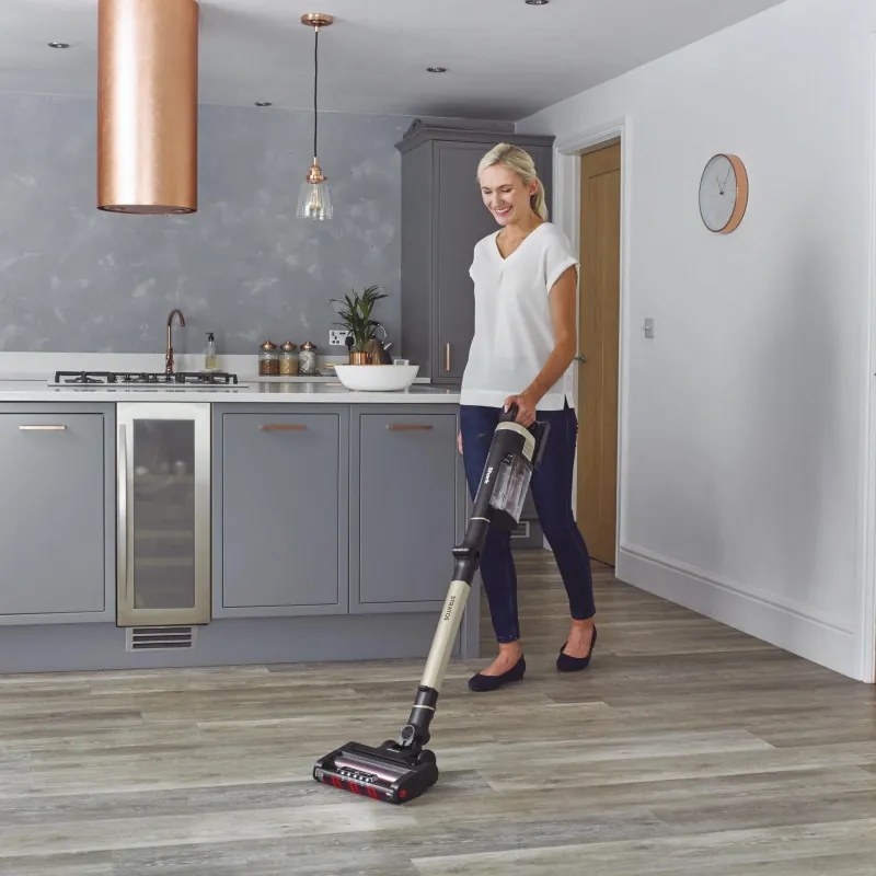 Aspirator vertical Shark Stratos True Pet Flexology IZ400EUT, 309W, 0.7L, 60 min autonomie, Clean Sense IQ, Pet Pro, LED, Powerfins, Gri inchis/Crem