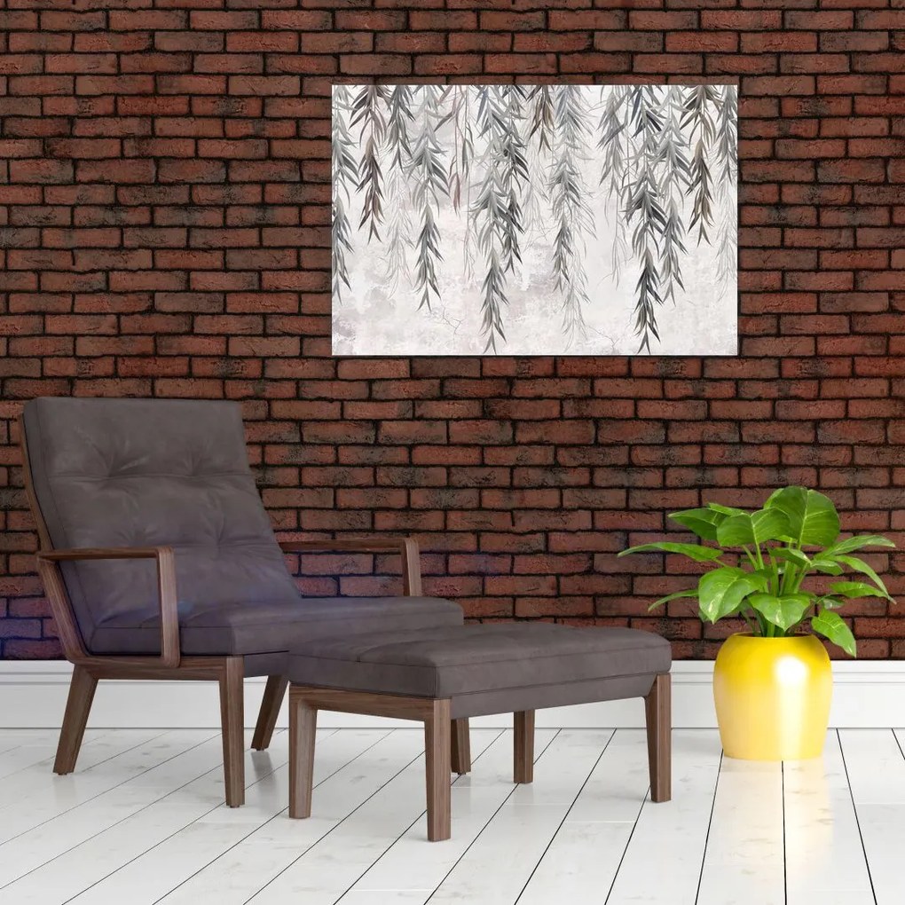 Tablou - Crenguțe de salcie, tencuiala gri (90x60 cm)