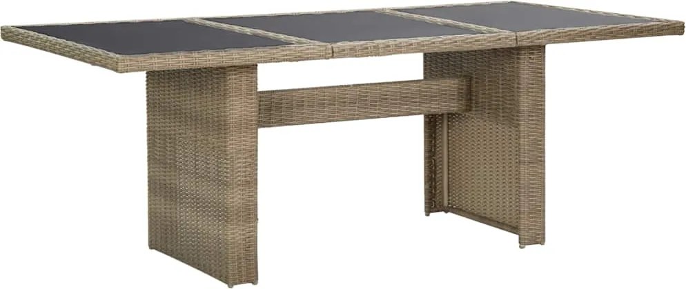 vidaXL Masă de grădină, maro, 200 x 100 x 74 cm, sticlă și poliratan