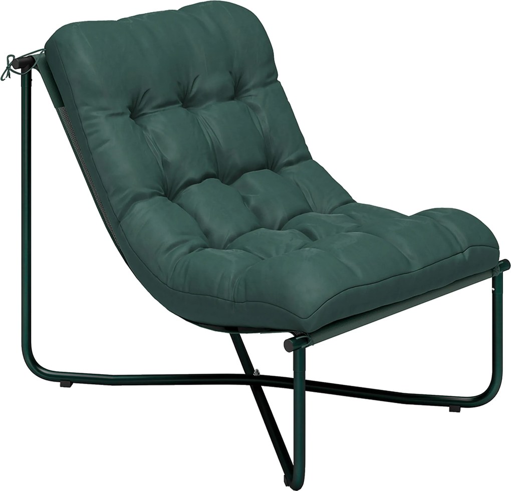 Outsunny Scaun de grădină Fotoliu de grădină cu pernă Șezut sling respirabil Cadru din oțel pentru grădină terasă 76 x 92 x 76 cm Verde închis | Aosom Romania