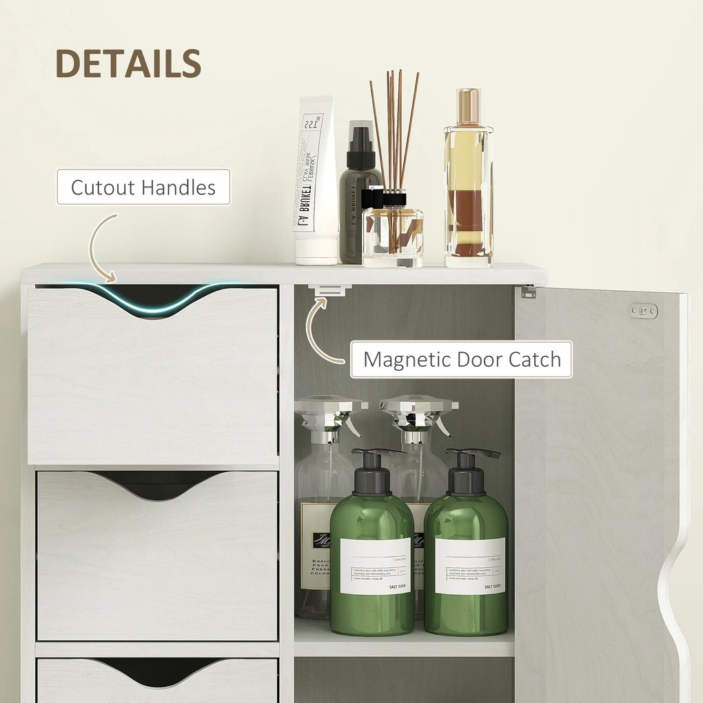 HOMCOM Mobilier Dulap Baie cu 4 Sertare si 2 Niveluri, Modern si Practic pentru Baie, Alb | Aosom Romania