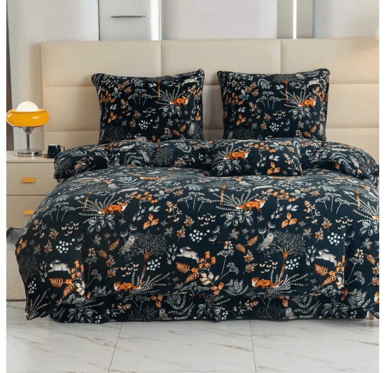 Lenjerie cocolino THE FOX AND THE HARE verde inchis Dimensiune lenjerie de pat: 70 x 90 cm | 140 x 220 cm