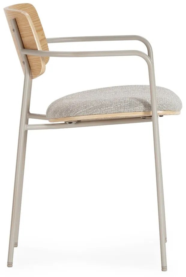 Set de scaune de sufragerie gri deschis/în culoare naturală cu cotiere tapițat Nour – MOME