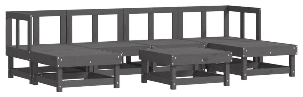 3186356 vidaXL Set mobilier de grădină, 7 piese, gri, lemn masiv de pin