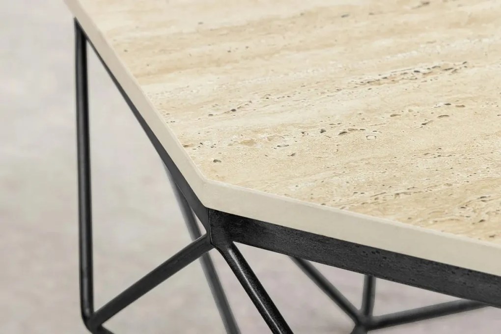 Masuta de cafea rotunda, Travertin, Bej, DIAMOND 70cm