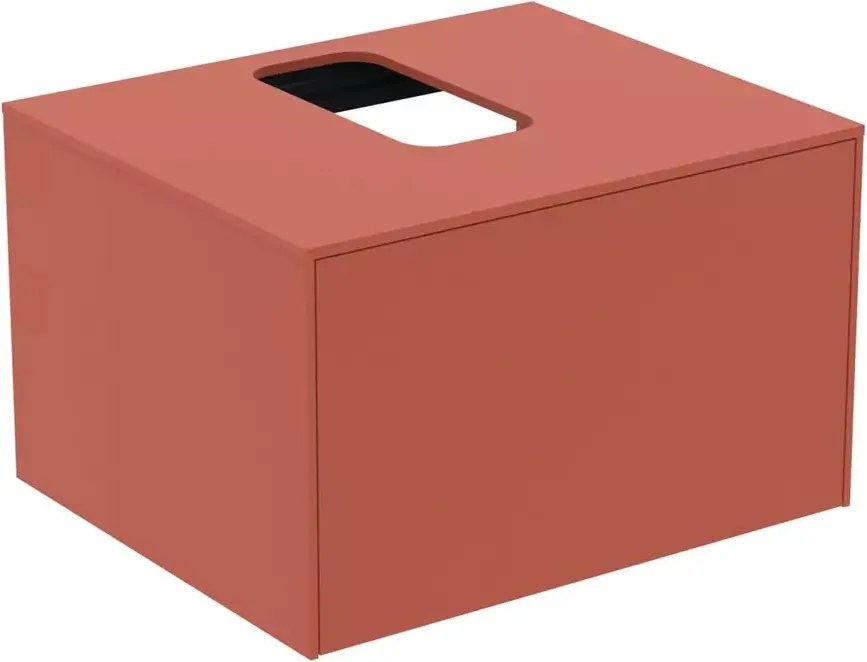 Dulap baza suspendat Ideal Standard Atelier Conca rosu - oranj mat 1 sertar si blat cu decupaj central 60 cm