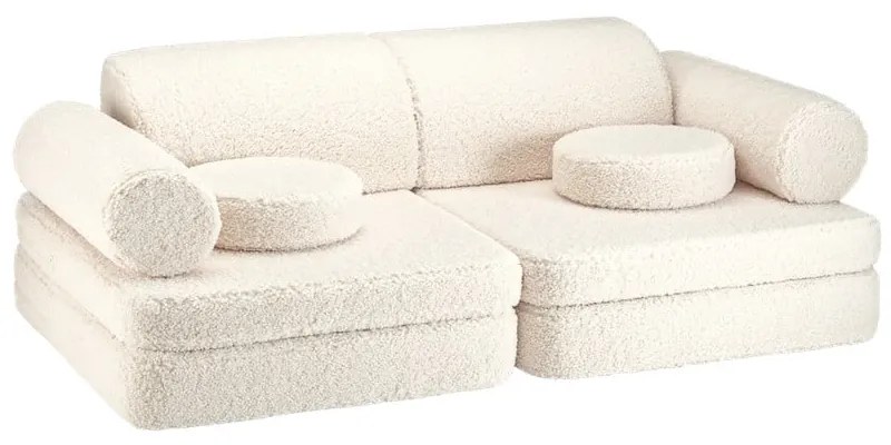 Canapea pentru copii crem cu tapițerie din țesătură bouclé 132 cm Settee – Wigiwama
