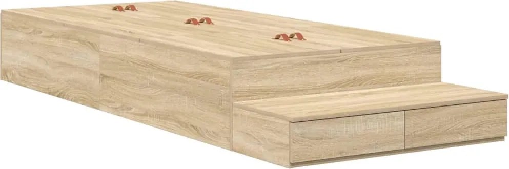 vidaXL Cadru de pat cu depozitare Stejar Sonoma 100 cm Lemn compozit