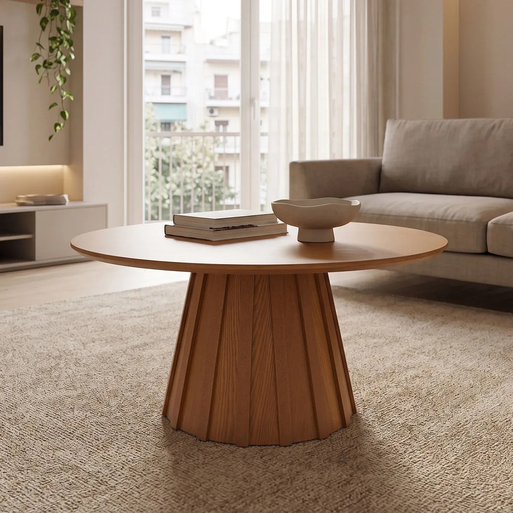 Masuta De Cafea Rotunda Fiora MDF Nuc D80x40 Cm