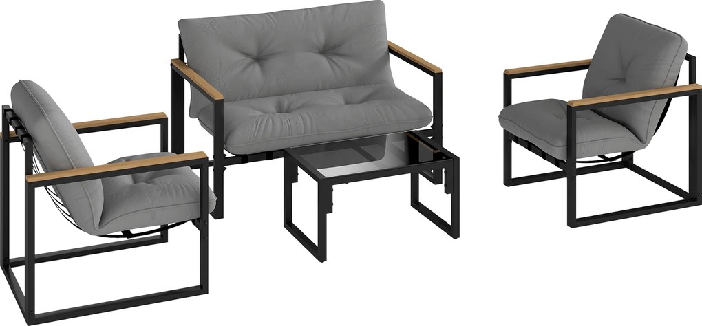 Outsunny Set Grădină 4, Gri Deschis | Aosom Romania