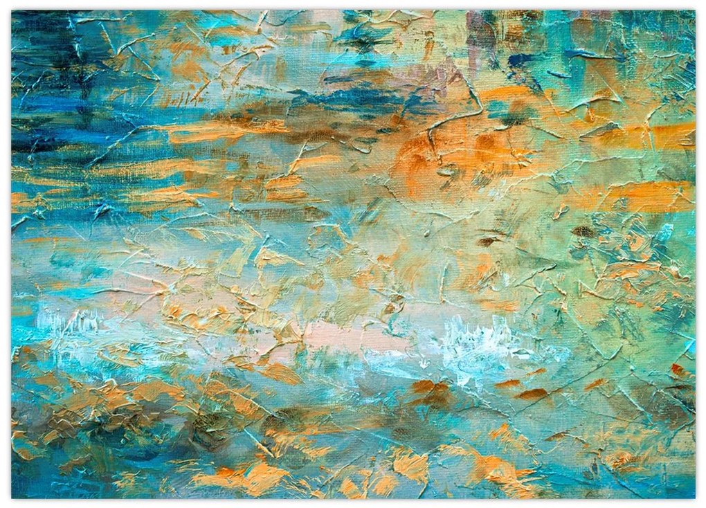 Tablou pe sticlă - Abstract albastru (70x50 cm)