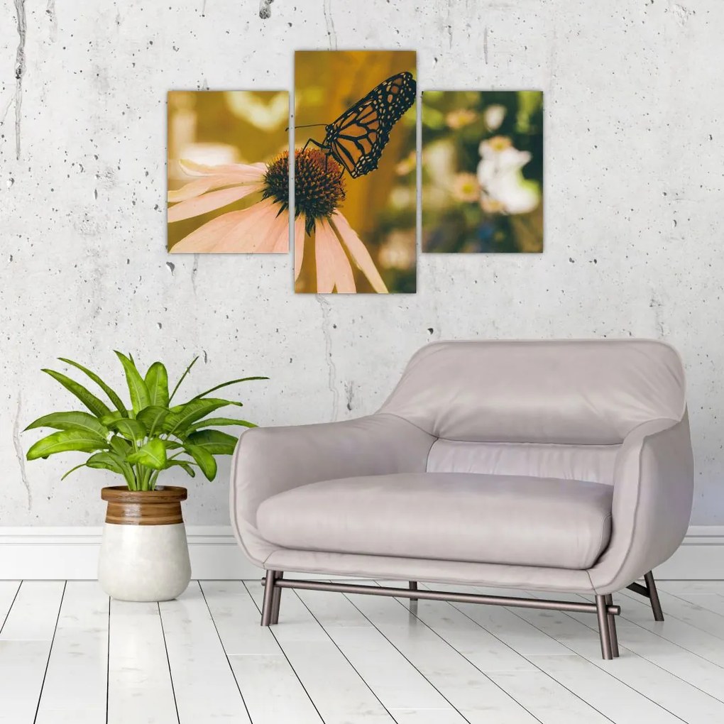 Tablou cu fluture pe floare (90x60 cm)