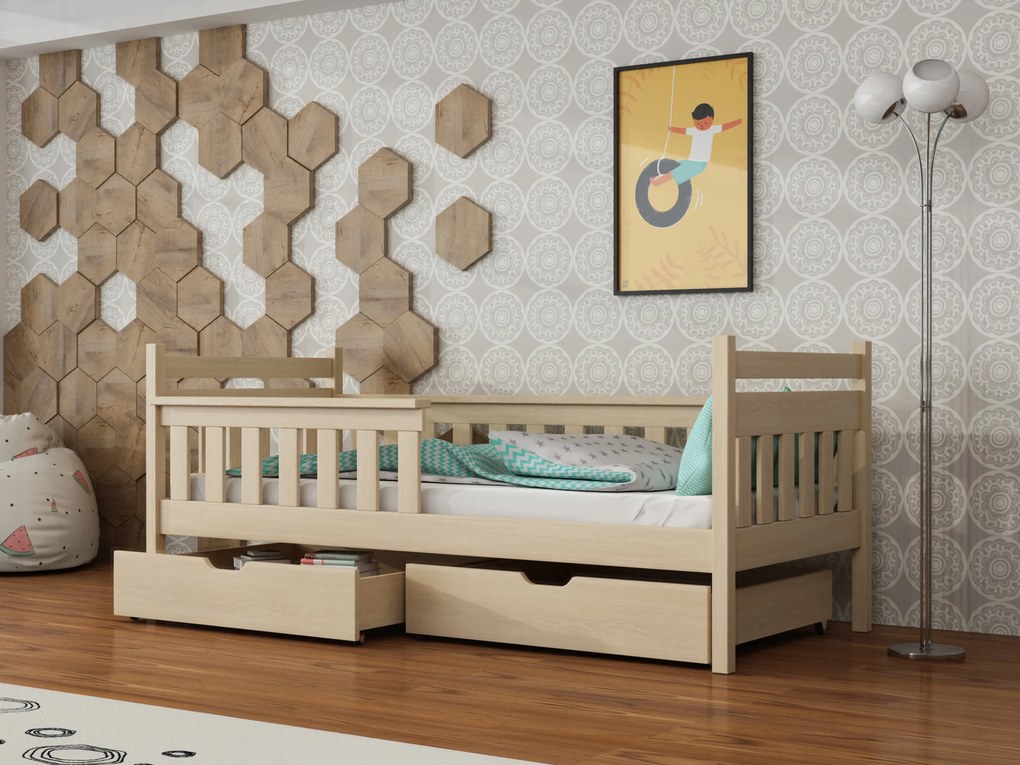 Pat pentru copii 90 x 200 cm Emelda (cu somieră și sp. depozitare) (Pin). Promo -10%. 1012936