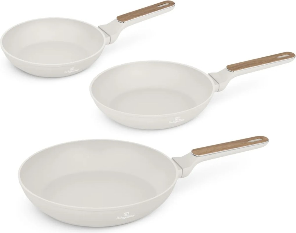 Set tigai 3 piese Sahara Nordic Berlinger Haus BH 8322, crem mat, compatibile cu toate tipurile de plita, invelis antiaderent titanPro