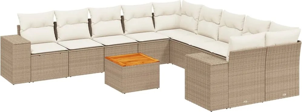 vidaXL Set canapele de grădină cu perne, 11 piese, bej, poliratan
